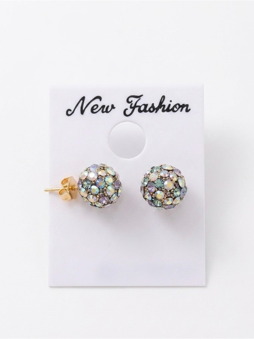 Multicolor Crystal Ball Stud Earrings
